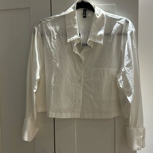 H&M Crop White Dress Shirt